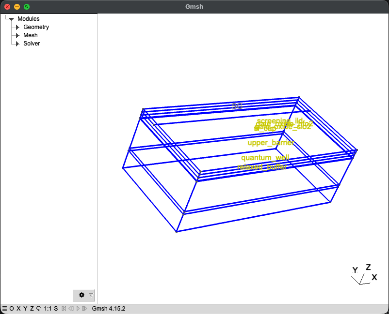 Gmsh view of the interlayer dielectric above the screening gate.