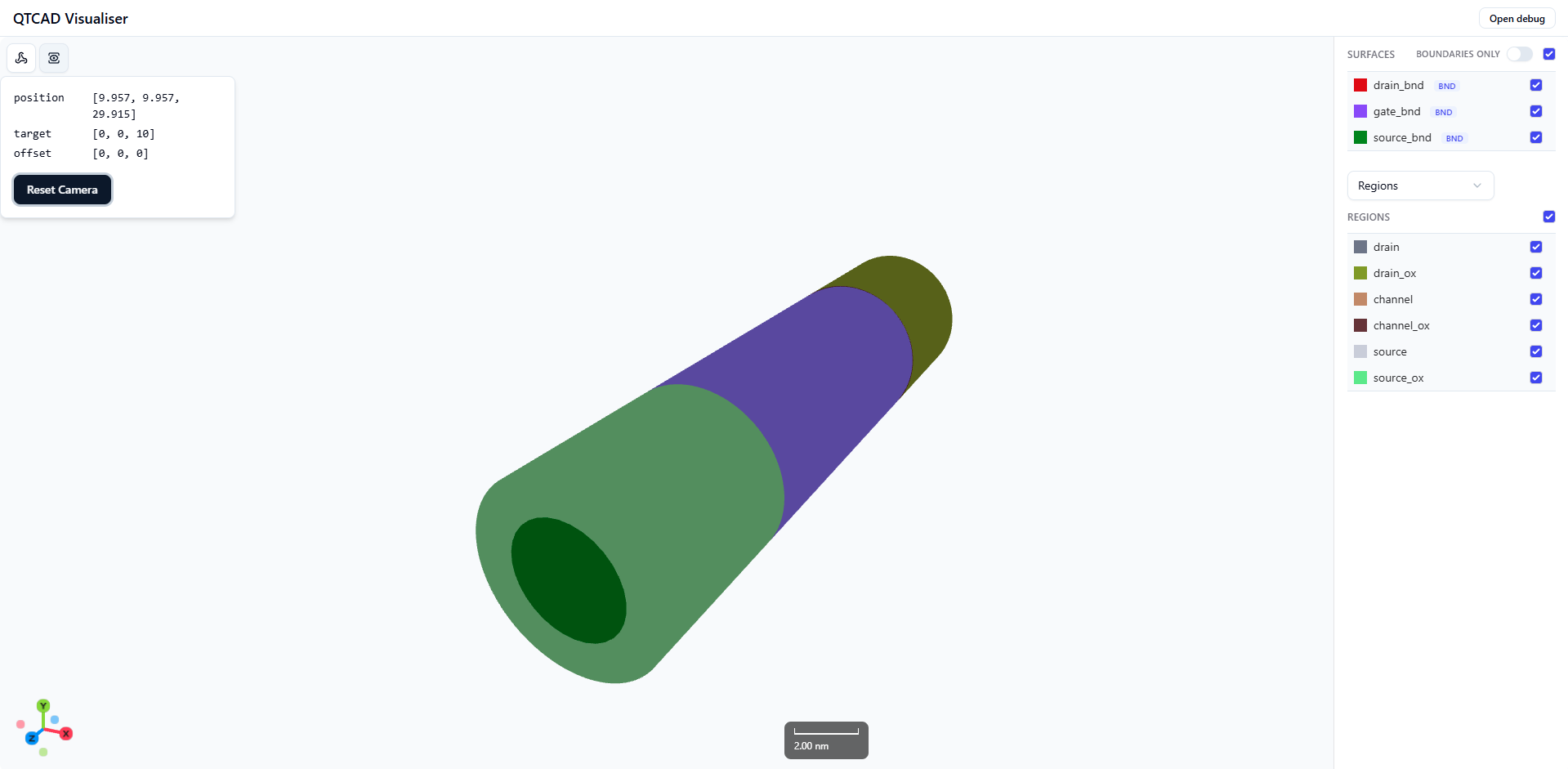 Device visualization with specific camera position