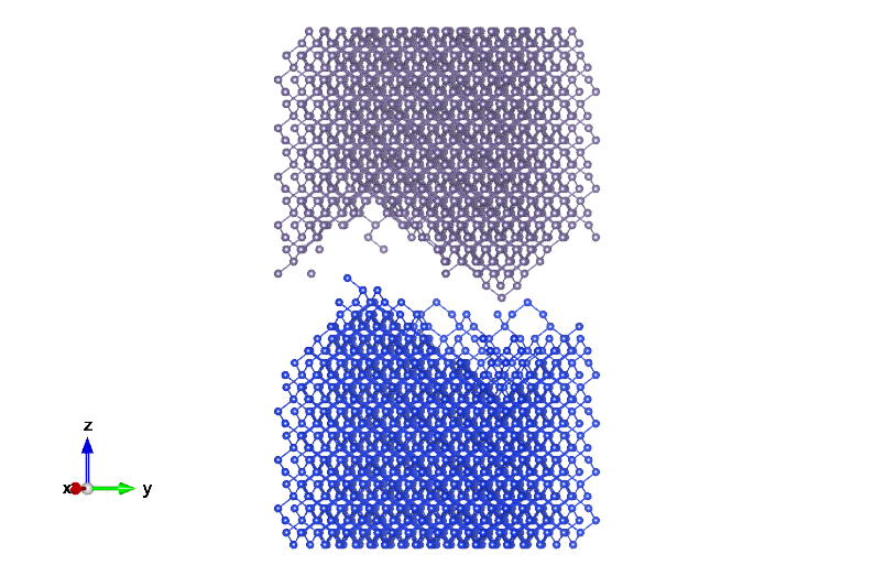 Atomic structure of a Si--Ge heterostructure with a rough interface produced by QTCAD.