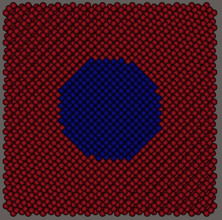 Atomic structure of the spherical Si QD in a Ge matrix constructed from a mesh.
